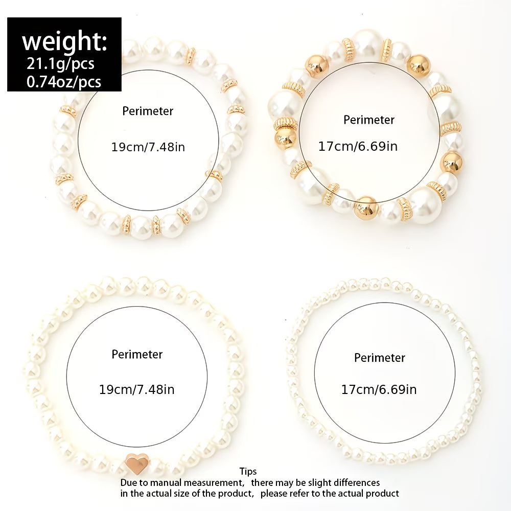 Layered Pearl Gold Bracelet Set – view 4