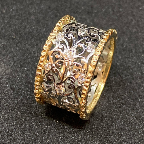 Filigree Two-Tone Band Ring – view 2