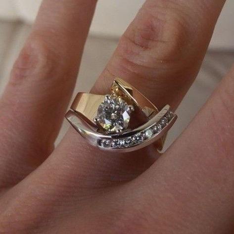 Sweeping Solitaire Two-Tone Ring – view 2