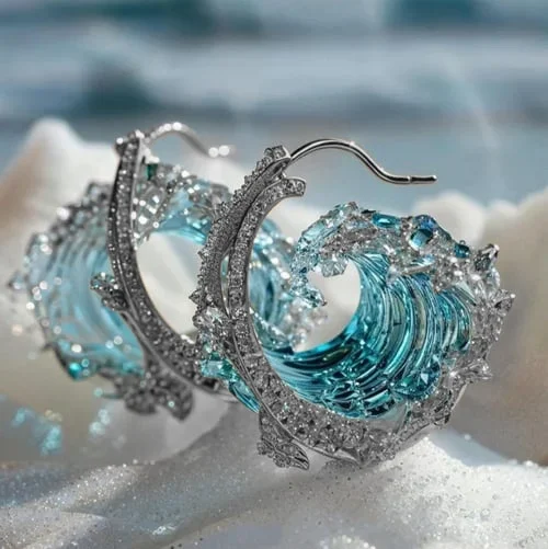 Ocean Wave Hoop Earrings – silver