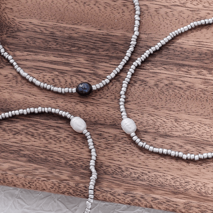 Layered Silver Pearl Necklace – view 5
