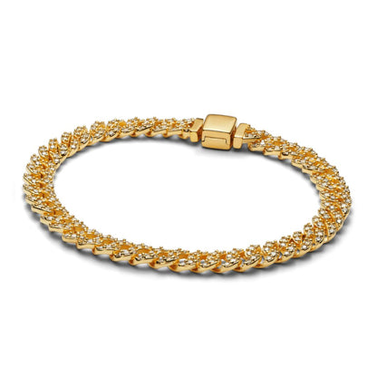 Pavé Cuban Link Gold Bracelet – view 2