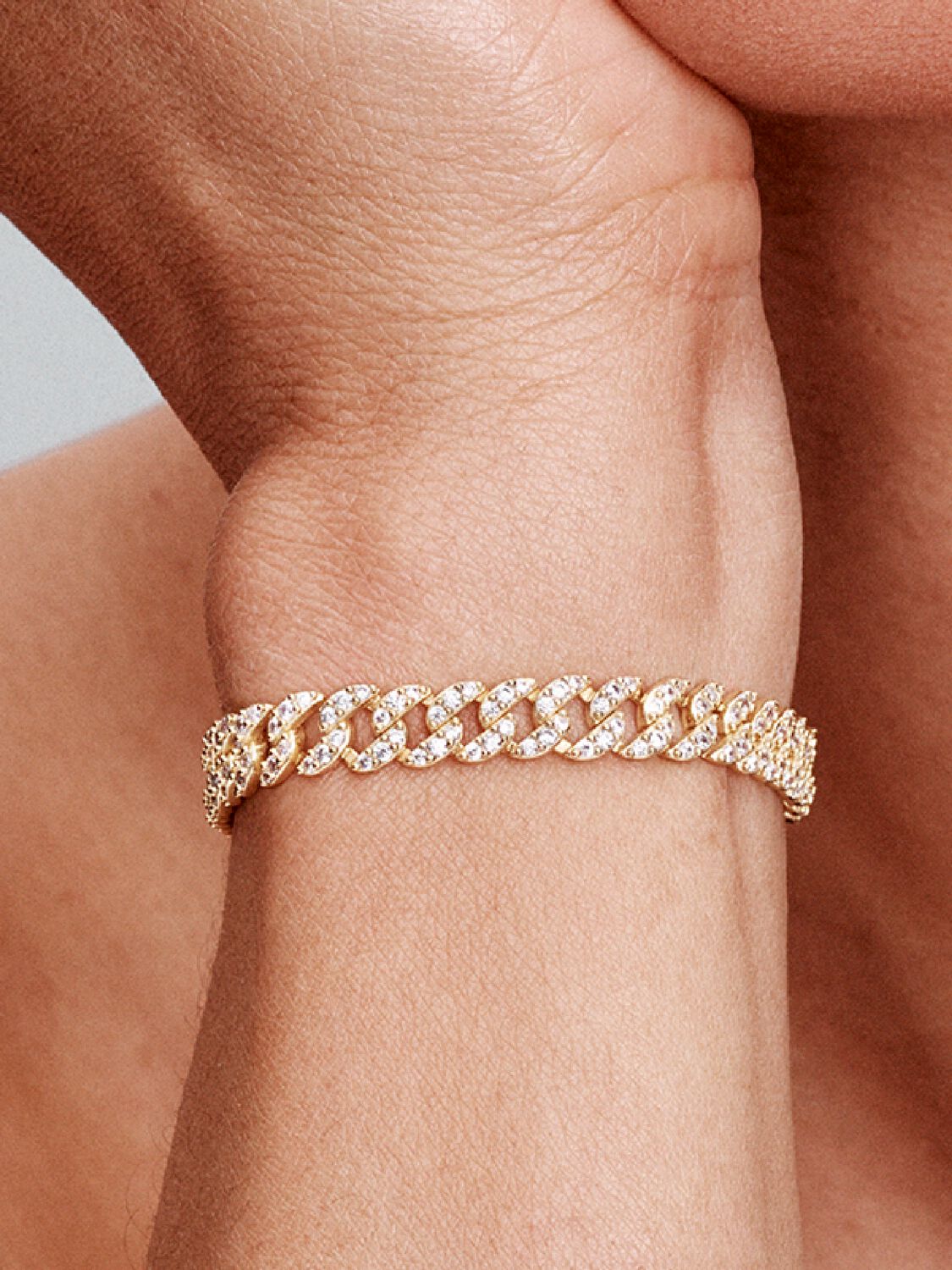 Pavé Cuban Link Gold Bracelet – view 3