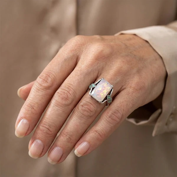White Opal Silver Ring – view 3