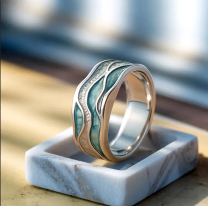 Turquoise Wave Silver Ring – view 4