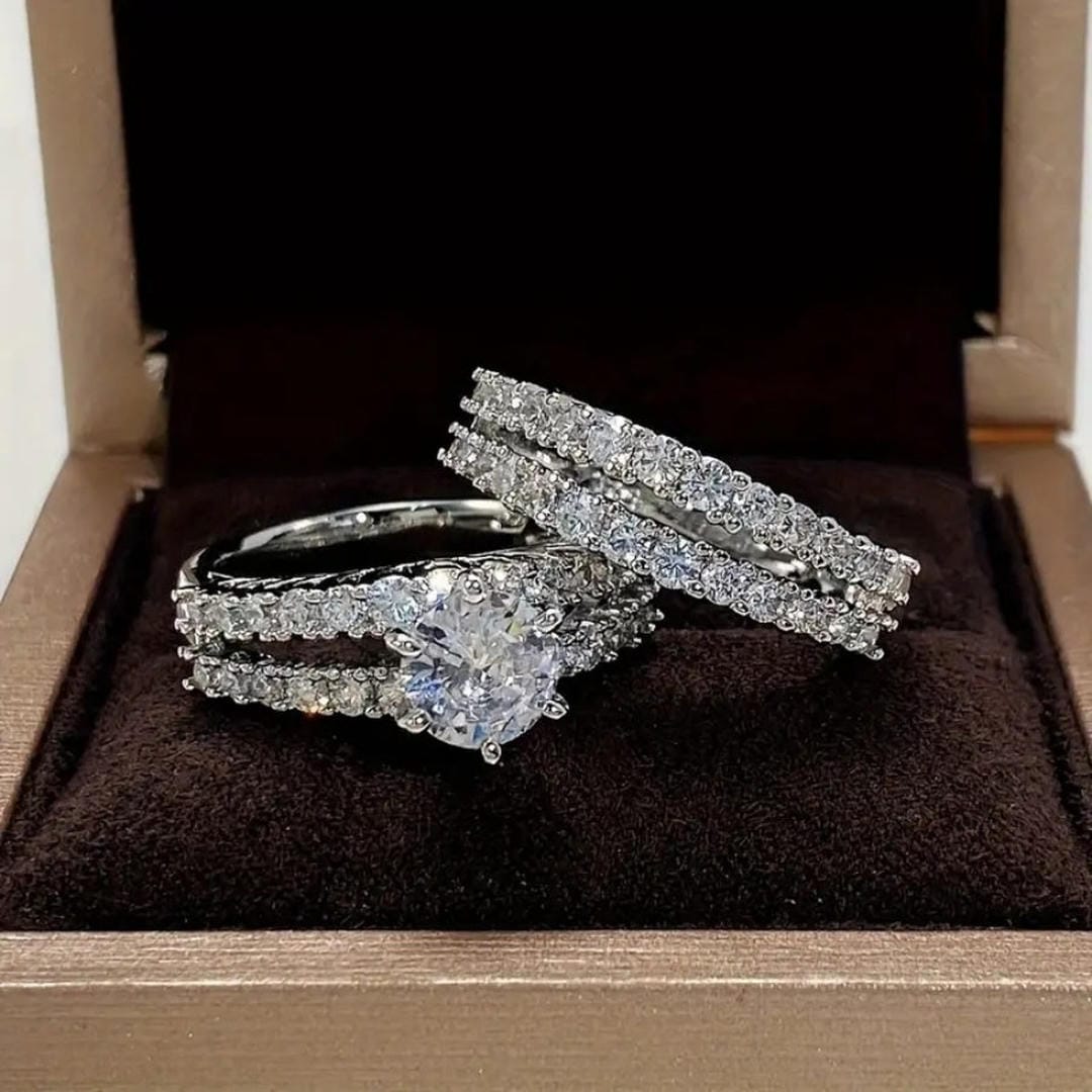Halo Ring Set – silver