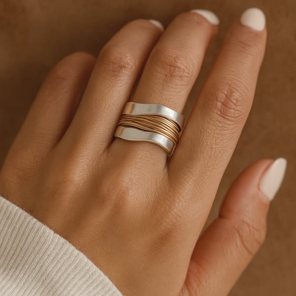Two-Tone Golden Thread Ring – view 3