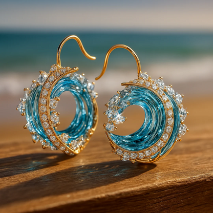 Ocean Wave Gold Hoop Earrings – view 5