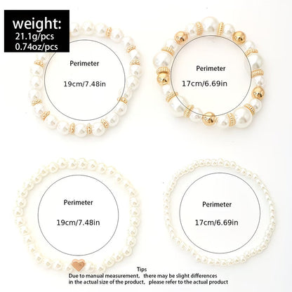 Layered Pearl Gold Bracelet Set – view 4