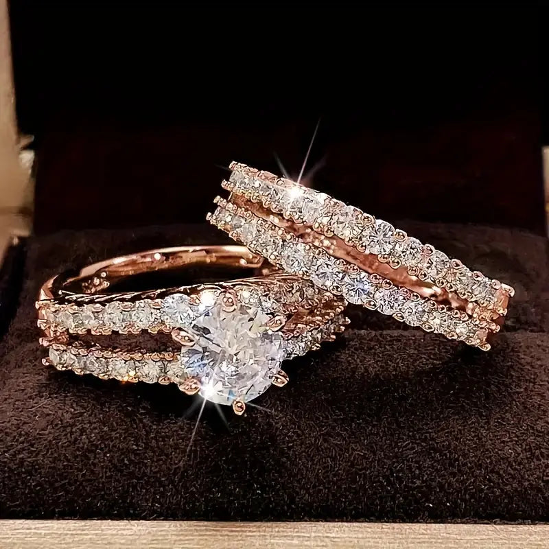 Halo Ring Set – rose gold