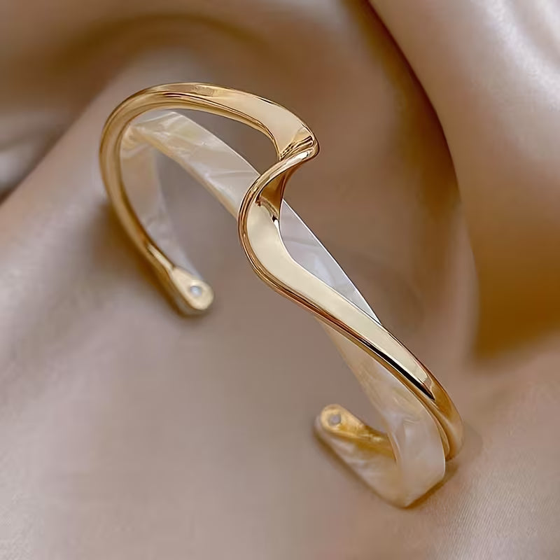 Opal Wave Gold Cuff Bracelet – view 4