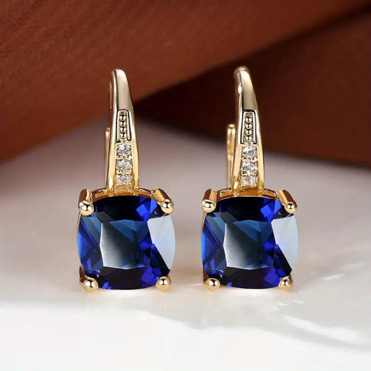 Sapphire-Blue Gold Drop Earrings