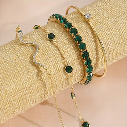 Emerald-Green Gold Bracelet Set – view 4