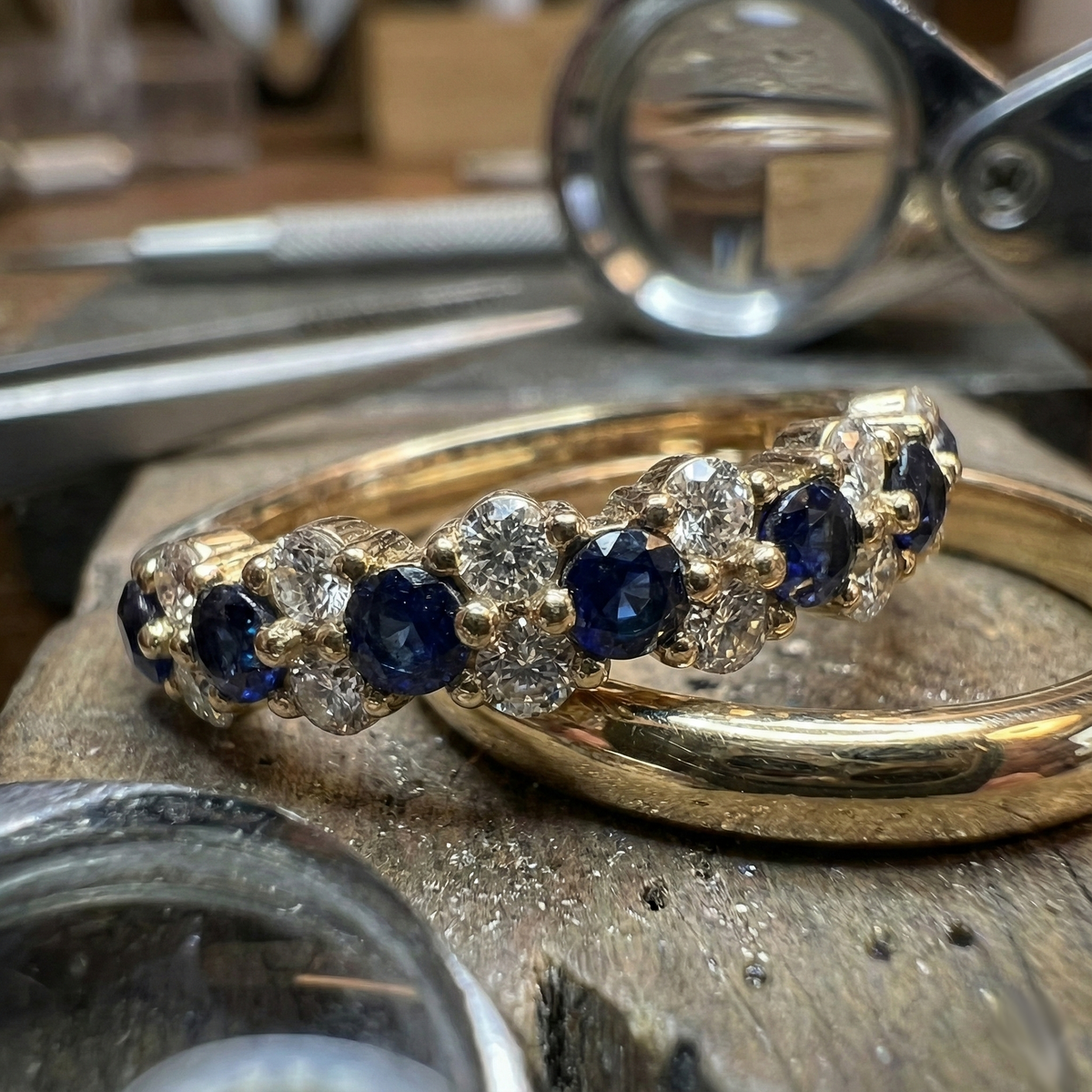 Blue Crystal Leaf Ring – view 2