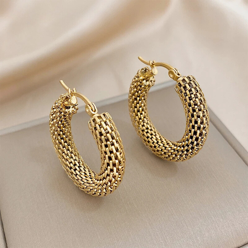 Woven Gold Hoop Earrings
