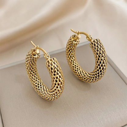 Woven Gold Hoop Earrings
