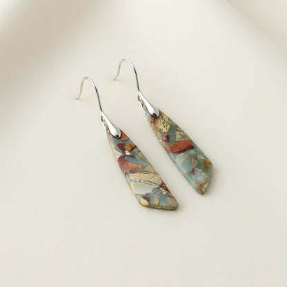Earthy Stone Silver Drop Earrings – view 3