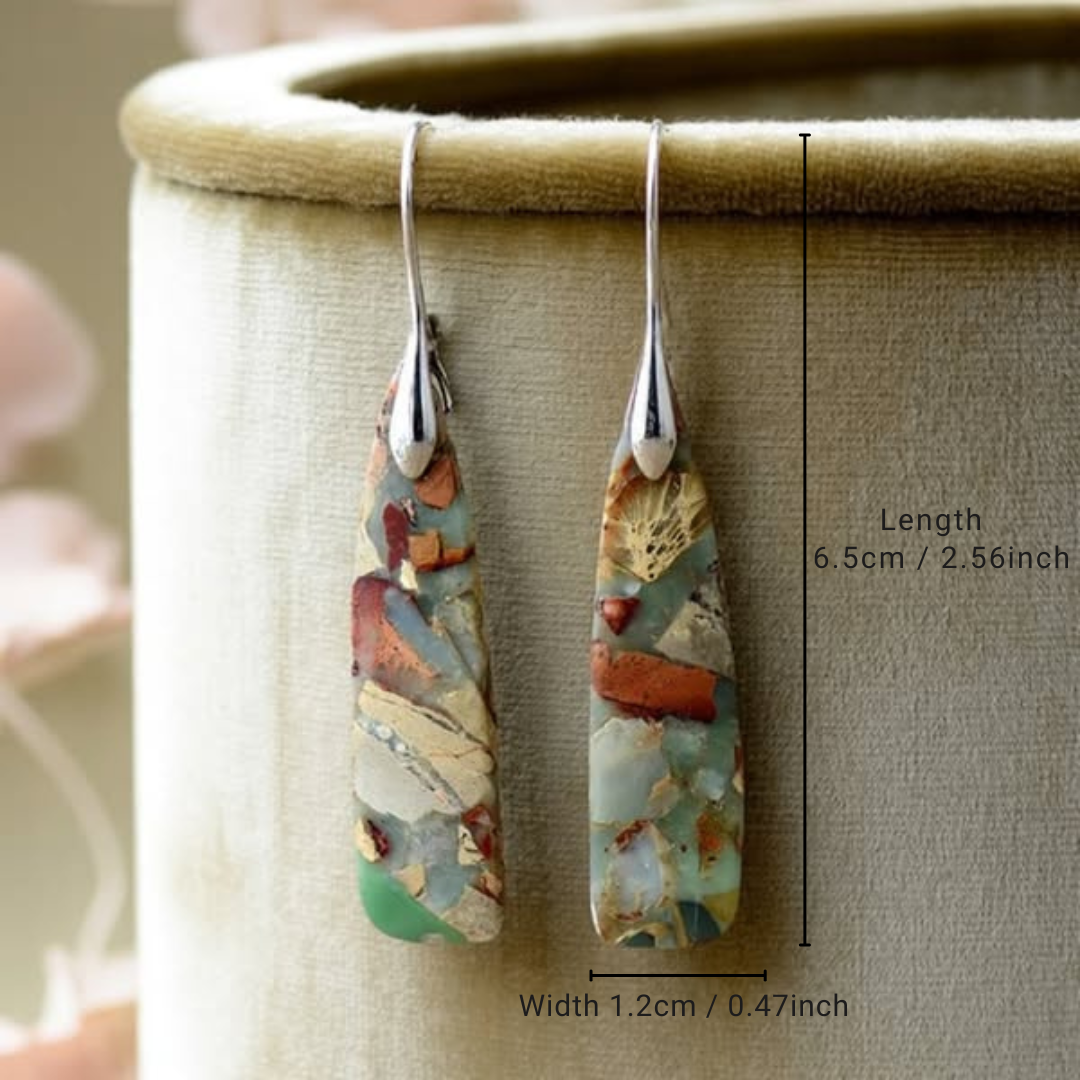 Earthy Stone Silver Drop Earrings – view 4