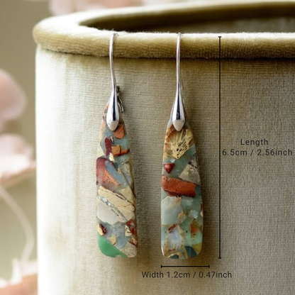 Earthy Stone Silver Drop Earrings – view 4