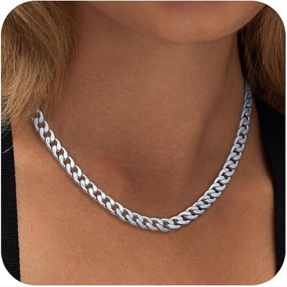 Chunky Curb Chain Gold Necklace – view 4