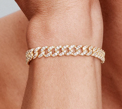 Pavé Cuban Link Gold Bracelet – view 5