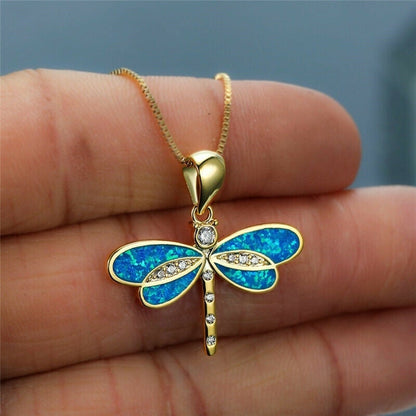 Opal Dragonfly Gold Necklace – view 4
