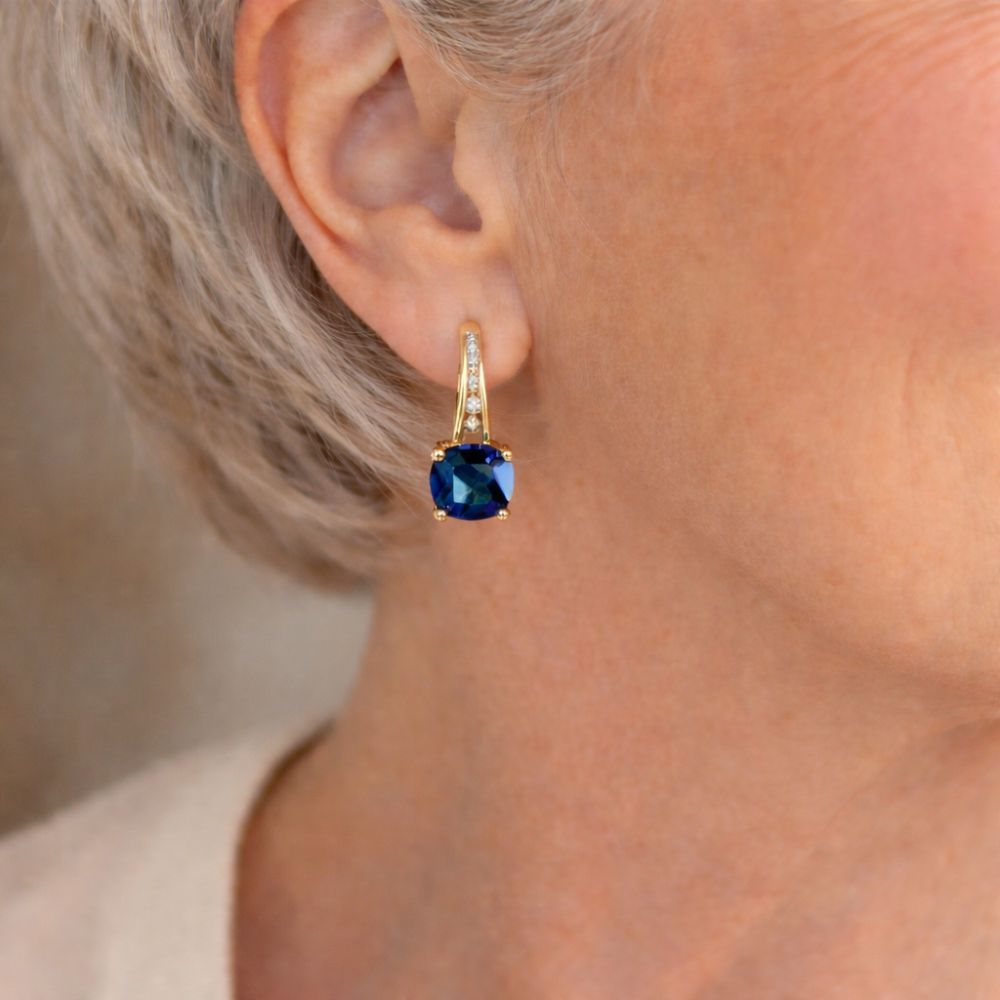 Sapphire-Blue Gold Drop Earrings – view 3