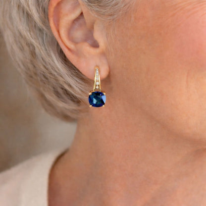 Sapphire-Blue Gold Drop Earrings – view 3