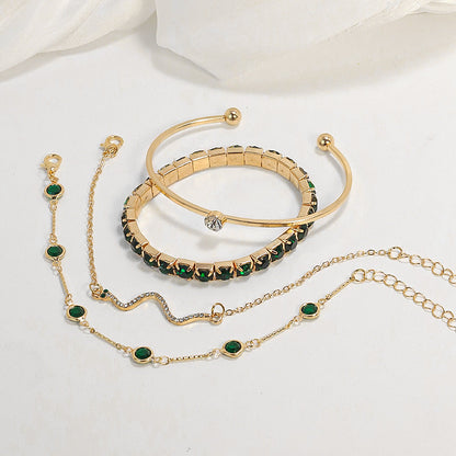 Emerald-Green Gold Bracelet Set – view 3