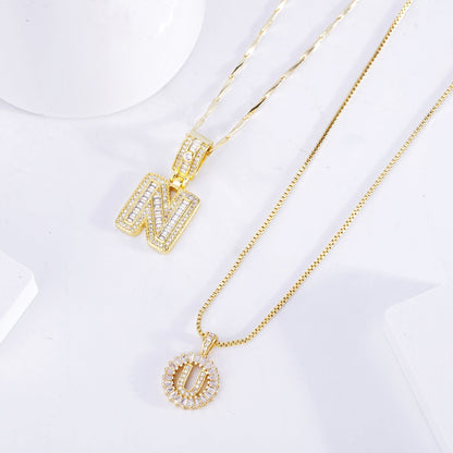 Pavé Initial Gold Necklace – view 2