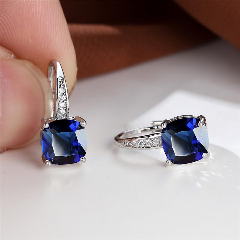 Sapphire-Blue Gold Drop Earrings – view 2