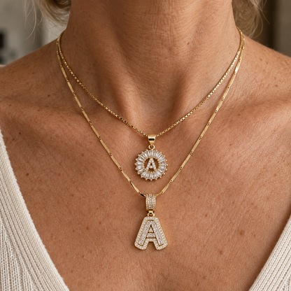 Pavé Initial Gold Necklace – view 3