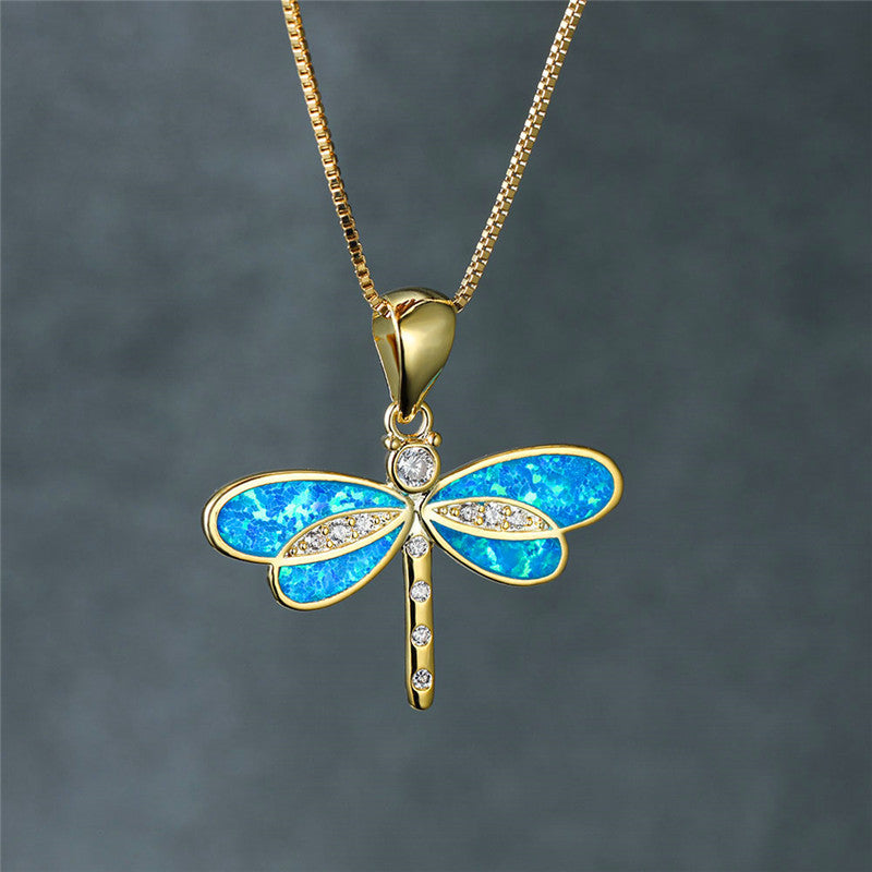 Opal Dragonfly Gold Necklace – view 3