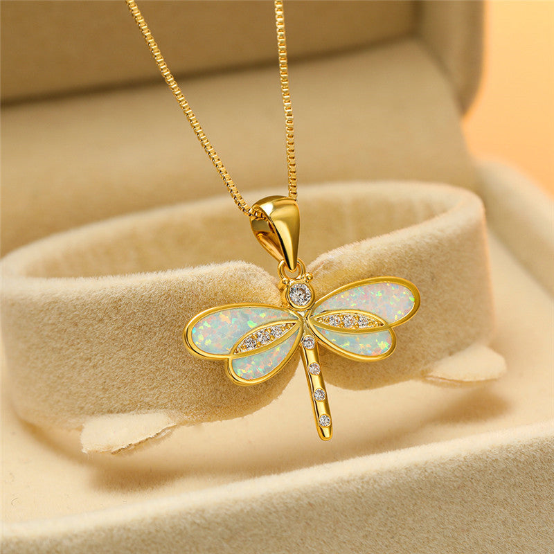 Opal Dragonfly Gold Necklace – view 2