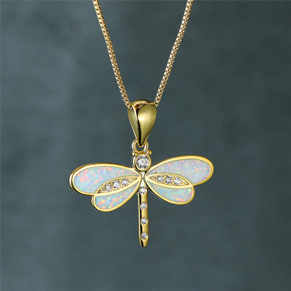 Opal Dragonfly Gold Necklace – view 5