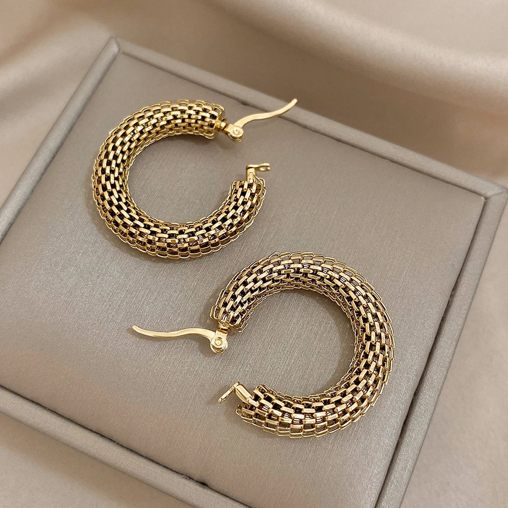 Woven Gold Hoop Earrings – view 5