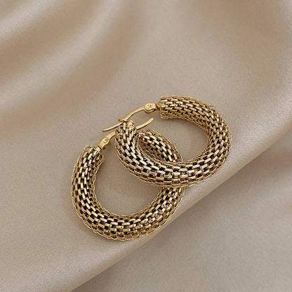 Woven Gold Hoop Earrings – view 3