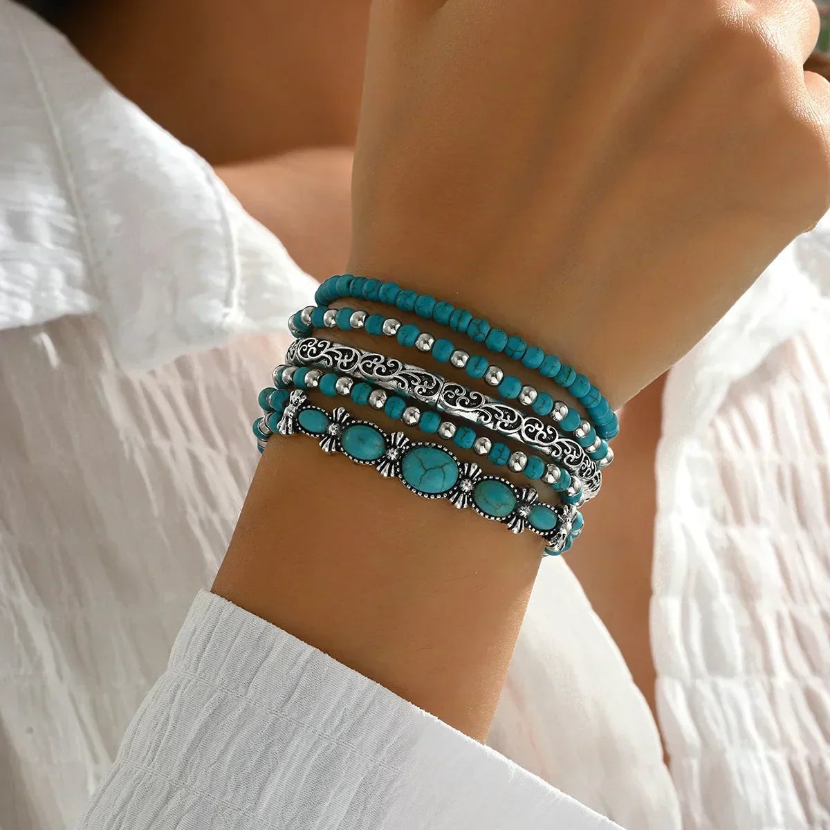 Turquoise Beaded Bracelet Set – view 3
