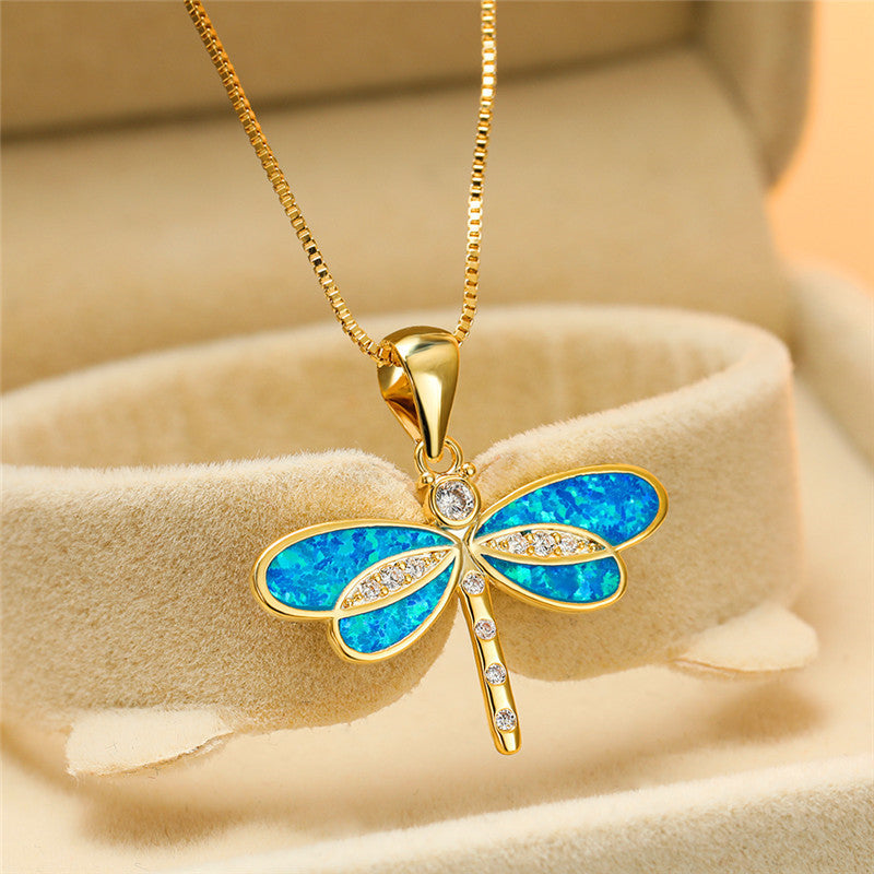 Opal Dragonfly Gold Necklace – view 6