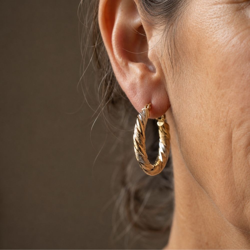 Three-Tone Twisted Hoop Earrings – view 5
