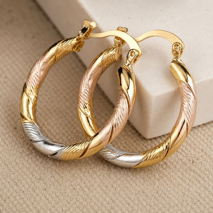 Three-Tone Twisted Hoop Earrings – view 4