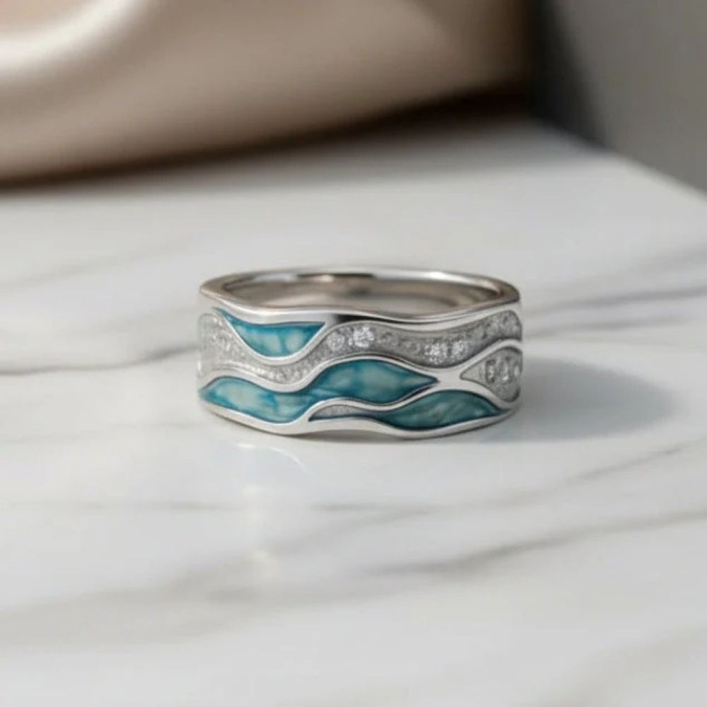 Turquoise Wave Silver Ring – view 3