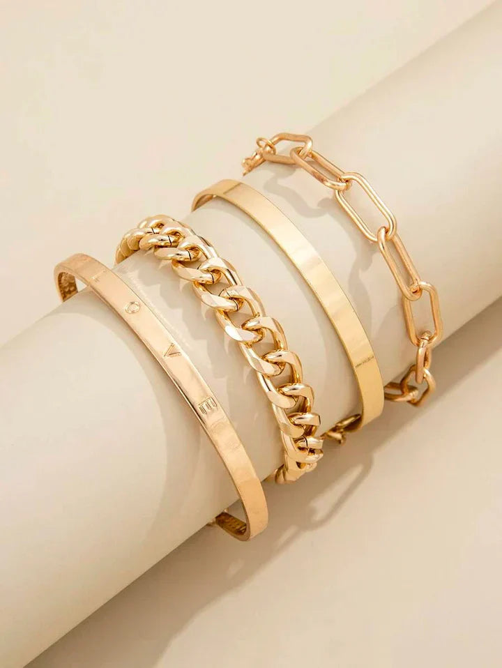 Chain and Cuff Gold Bracelet Set – view 2