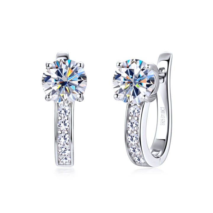 Channel Crystal Huggie Earrings – silver