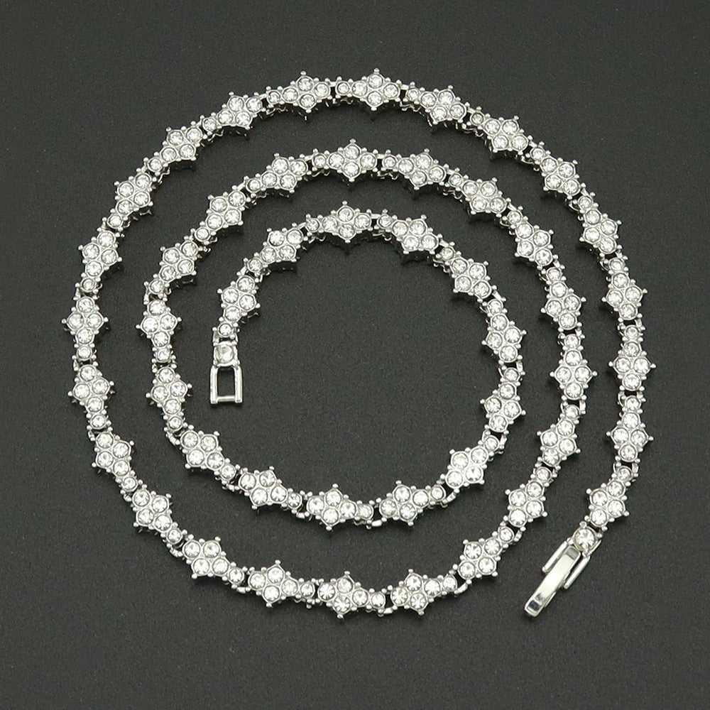 Cluster Tennis Silver-Tone Necklace