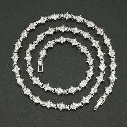 Cluster Tennis Silver-Tone Necklace