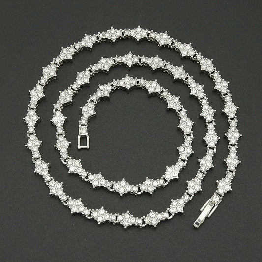 Cluster Tennis Silver-Tone Necklace