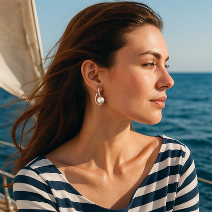 Crystal Crescent Pearl Earrings – view 4
