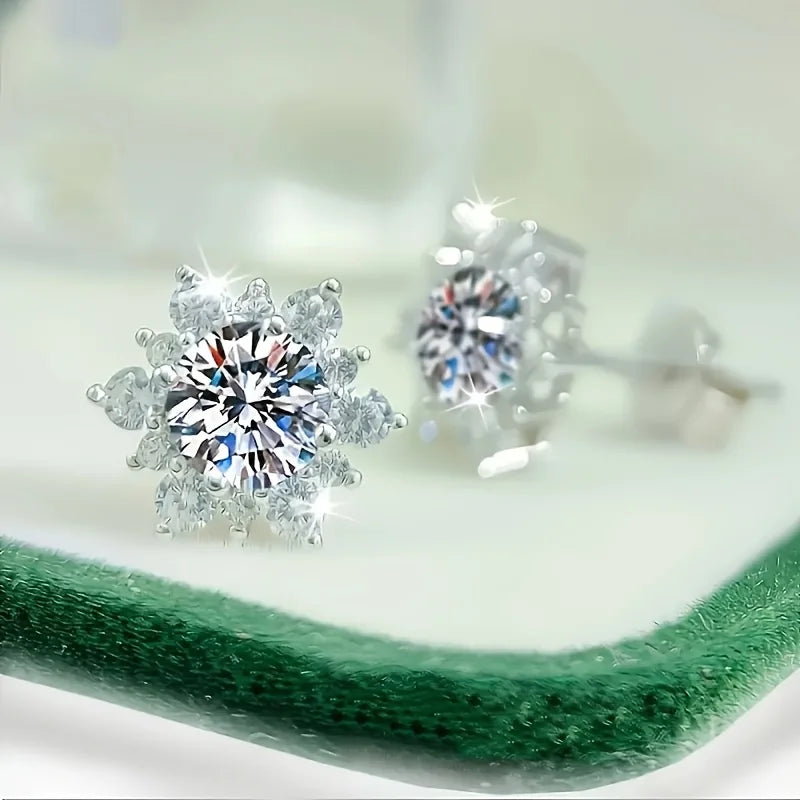 Crystal Flower Silver-Tone Stud Earrings – view 3