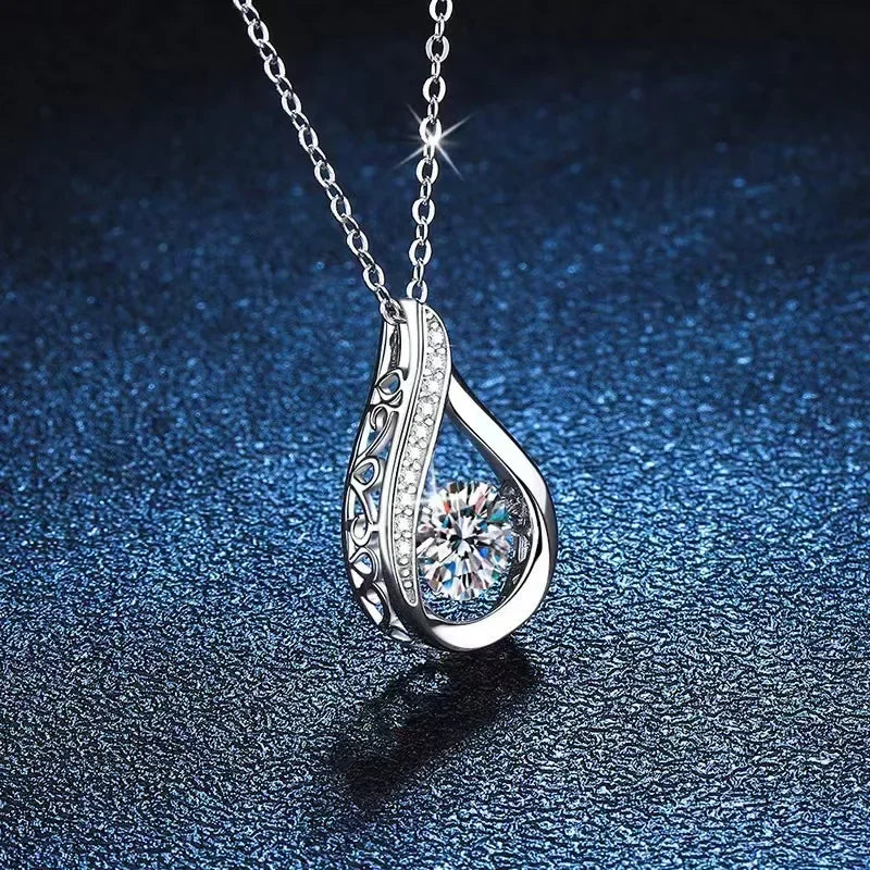 Crystal Teardrop Silver-Tone Pendant Necklace